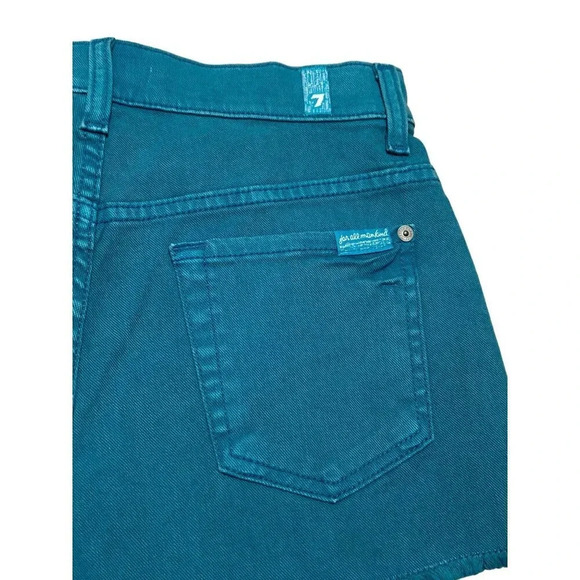 NWT 7 For All Mankind Teal Denim Cur Off Shorts-sz 26 - Picture 4 of 7